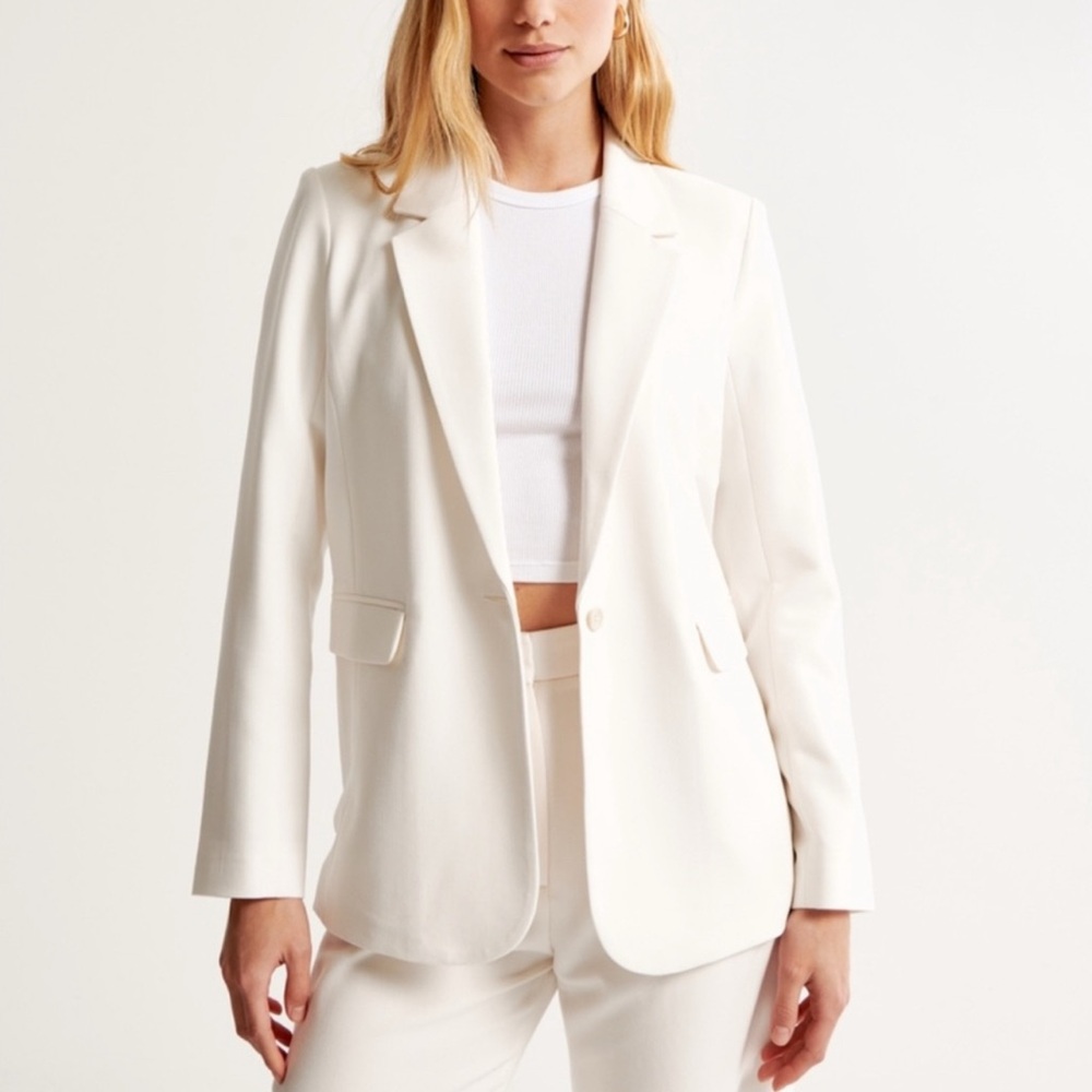 Abercrombie & Fitch Cream Tailored Blazer